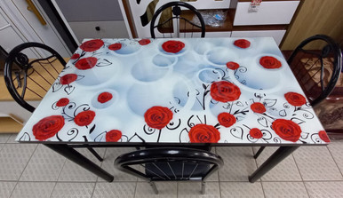 GLASS DINING TABLE A31-M51 WITH 4 CHAIR SET - A. Ally & Sons