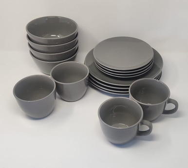 DINNER SET 16PCS COLOR ROUND STONEWARE ROOM ESSENTIALS - A. Ally & Sons