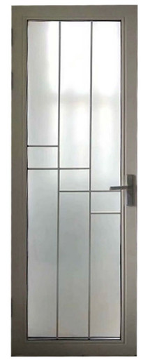 DOOR METAL SINGLE LIGHT BROWN FRAME WITH FROSTED DECOR GLASS #PK-8733 - A. Ally & Sons