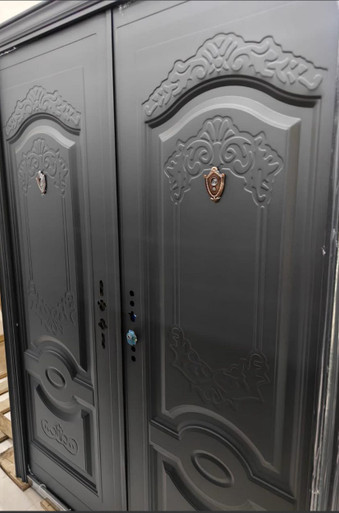 DOOR METAL DOUBLE BLACK NO GLASS 2050X1500X50MM ZYH-G101B - A. Ally & Sons