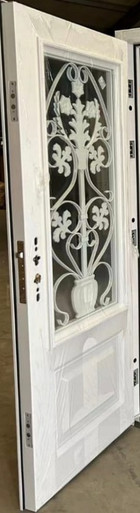 DOOR METAL SINGLE WHITE GRILL W/GLASS 2050X960X70MM KMH-G809 - A. Ally & Sons