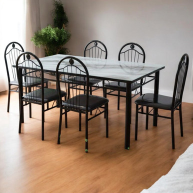 GLASS DINING TABLE CZ-6699-Y54 WITH 6 CHAIR SET - A. Ally & Sons